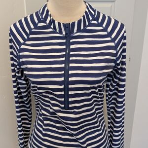 Aqua Navy and White Striped Top
